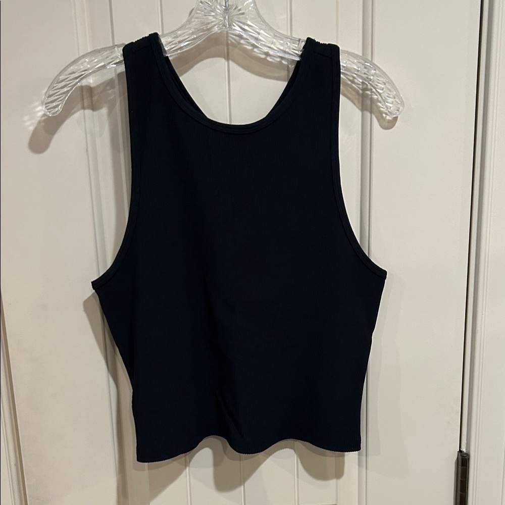 Athleta Black Ribbed Crop Tank